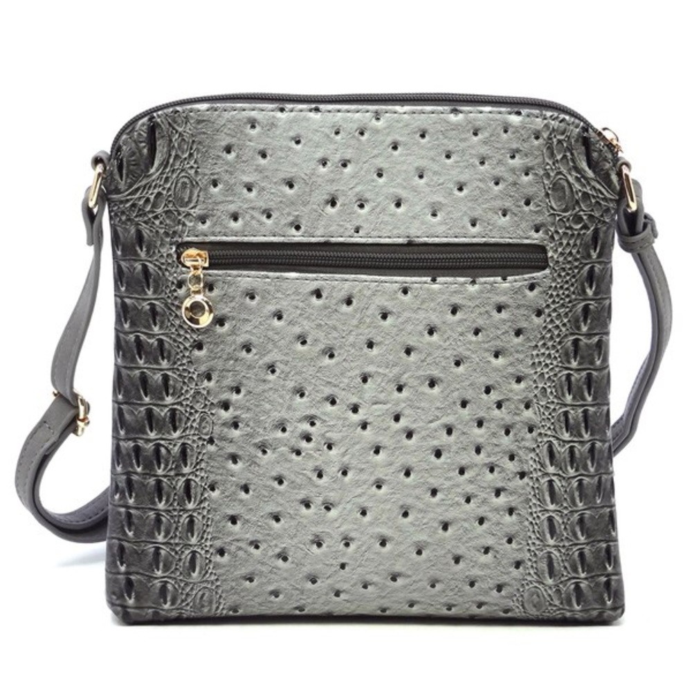 Vibrant Vegan Crocodile Animal Print Leather Crossbody Handbag - Picture 4 of 6